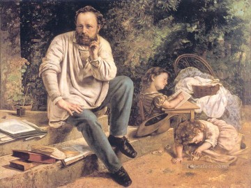  Gustav Obras - Retrato de PJ Proudhon en 1853, pintor del realismo realista Gustave Courbet